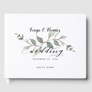 Swash Font Calligraphy Wedding Guest Book