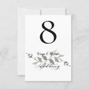 Swash Font Calligraphy Wedding Table Number Card