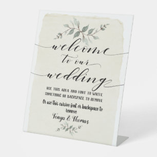 Swash Font Writing Calligraphy Rustic Welcome Pedestal Sign