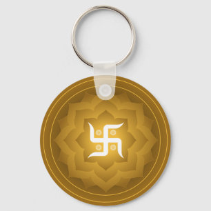 Swastika Lotus Design Key Ring