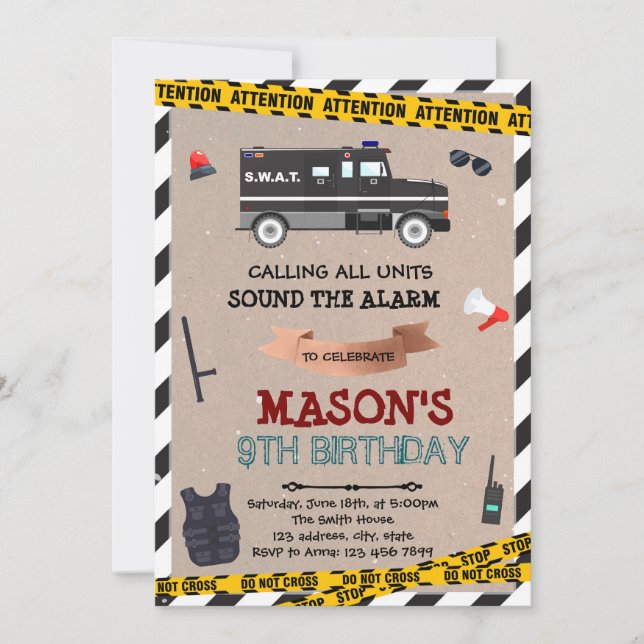 SWAT birthday invitation (Front)