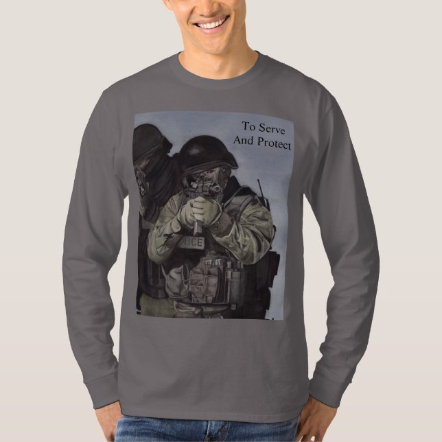 SWAT Police To Serve & Protect Men's Long Sleeve T-Shirt (Front)
