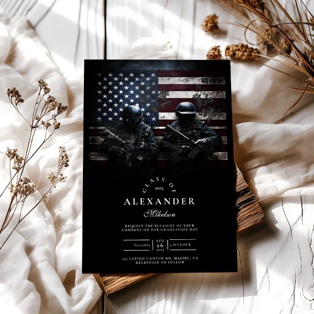 SWAT Team American Flag Graduation Invitation (Creator Uploaded)