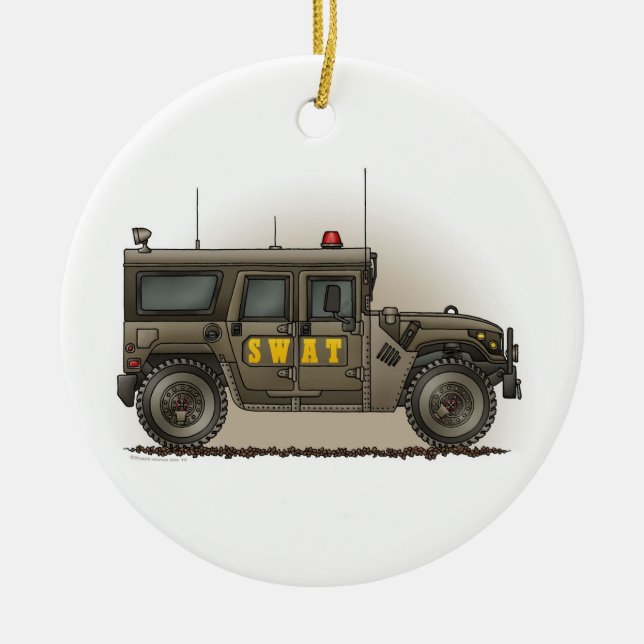 SWAT Team Hummer Police Car Ornament (Front)