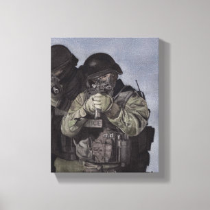SWAT Team Police Original Art on Canvas Print