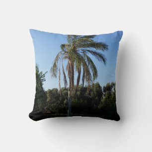 Swaying Palm Tree Under a Clear Sky Cushion