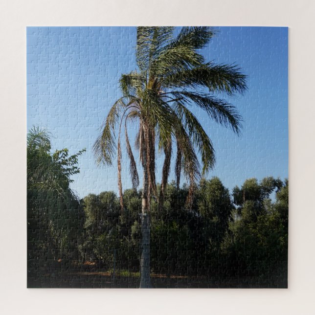 Swaying Palm Tree Under a Clear Sky Jigsaw Puzzle (Vertical)