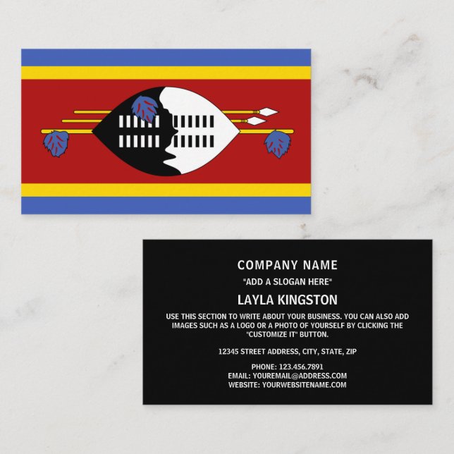 Swazi Flag, Flag of Eswatini Business Card (Front/Back)