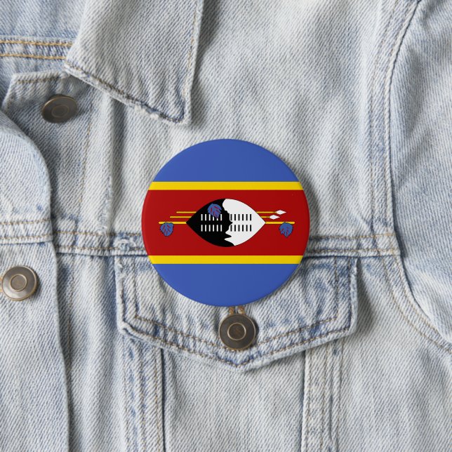 Swaziland flag 7.5 cm round badge (In Situ)