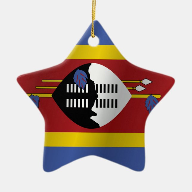 Swaziland flag ceramic tree decoration (Front)