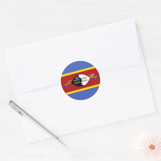 Swaziland flag classic round sticker (Envelope)