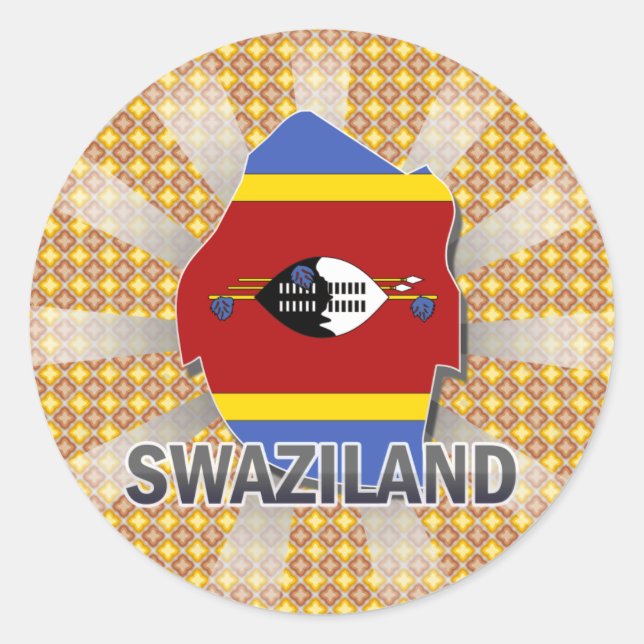 Swaziland Flag Map 2.0 Classic Round Sticker (Front)