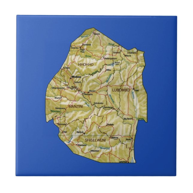 Swaziland Map Tile (Front)