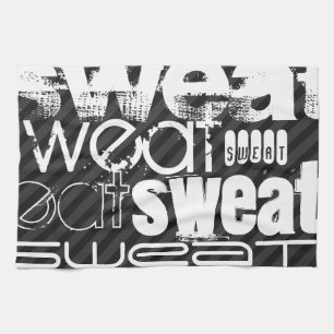 Sweat; Black & Dark Grey Stripes Tea Towel