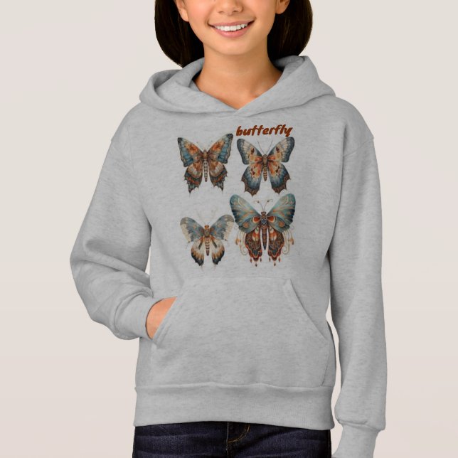 sweat-capuche butterfly for girls (Front)