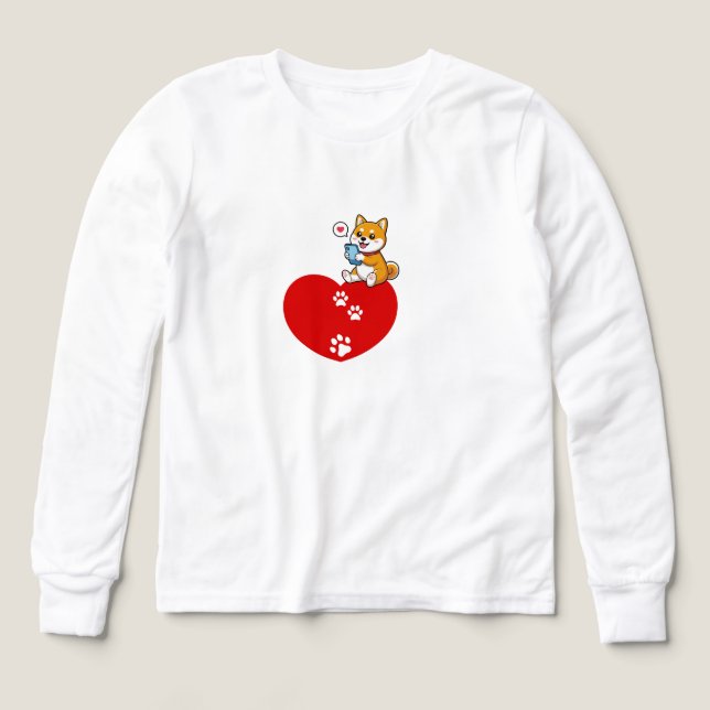 Sweat "Connected Canine Heart": Adorable Shiba Inu (Design Front)