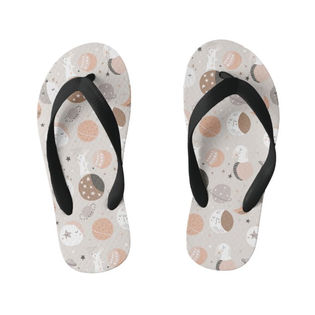 Sweat Dream Bunnies In Space Pattern Kid's Jandals (Footbed)