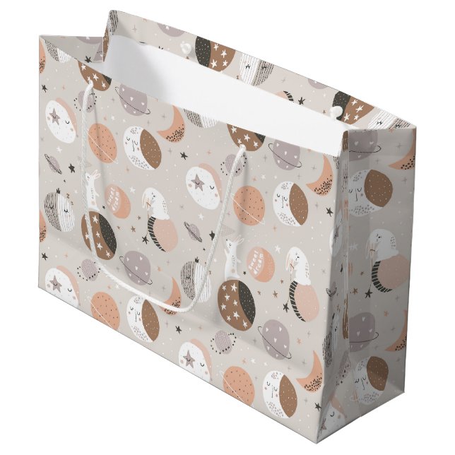Sweat Dream Bunnies In Space Pattern Large Gift Bag (Front Angled)