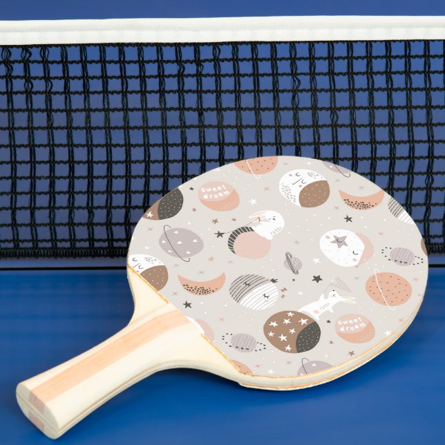 Sweat Dream Bunnies In Space Pattern Ping Pong Paddle (Insitu)