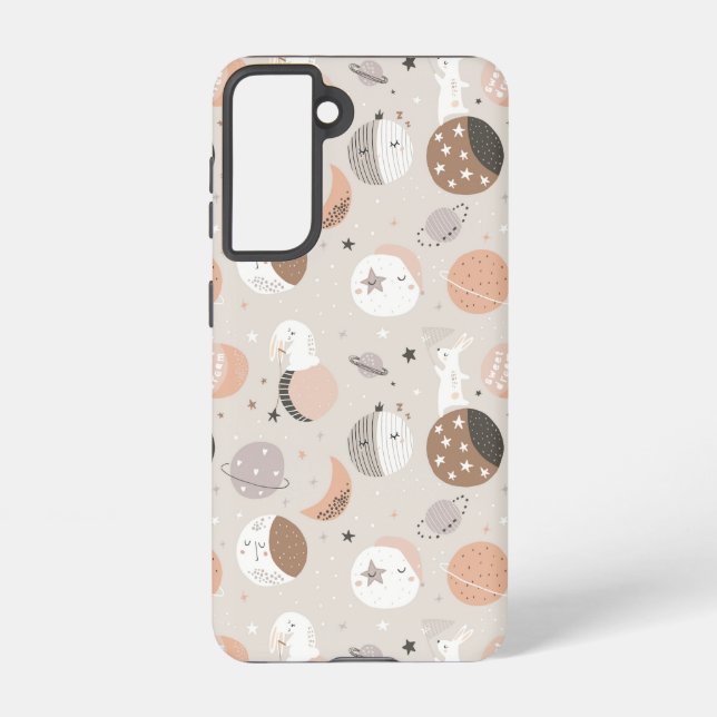 Sweat Dream Bunnies In Space Pattern Samsung Galaxy S21 Case (Back)