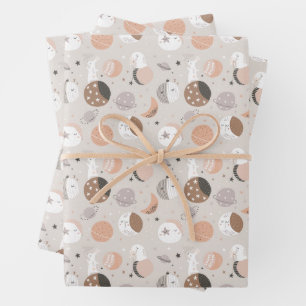 Sweat Dream Bunnies In Space Pattern Wrapping Paper Sheet