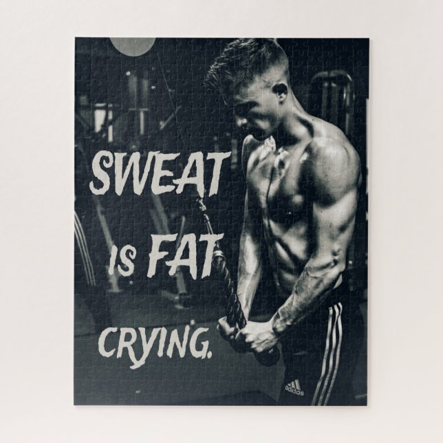 Sweat is Fat Crying Motivational Inspirational Jigsaw Puzzle (Vertical)