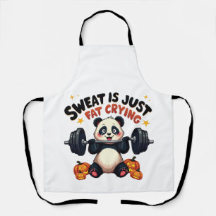 Sweat is Just Fat Crying Funny Panda Fitness Gym Apron