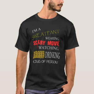 Sweat Pants Scary Movies Coffee S Graphic Text T-Shirt