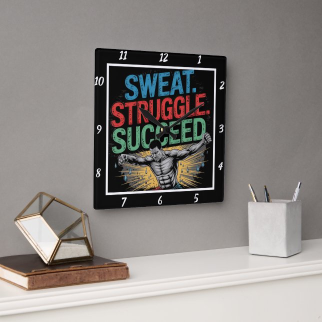 Sweat Struggle Succeed Street Workout  Square Wall Clock (Office)