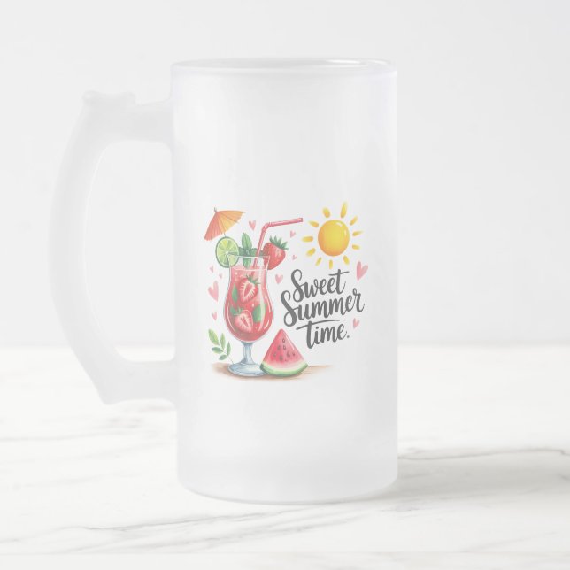 Sweat Summertime  Frosted Glass Beer Mug (Left)