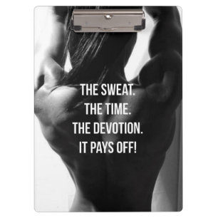 Sweat, Time, Devotion Women's Workout Motivational Clipboard