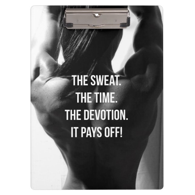 Sweat, Time, Devotion Women's Workout Motivational Clipboard (Front)