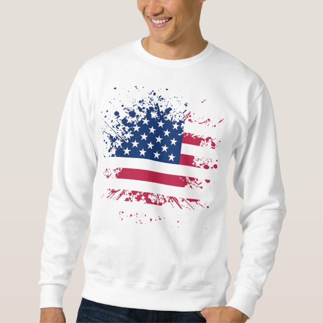 Sweat White Man BASIC the USA Flag Sweatshirt (Front)