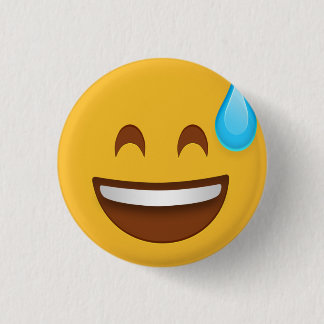 Sweat With Smile Emoji 3 Cm Round Badge