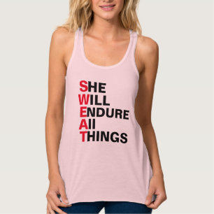 Sweat workout She will endure all things cool gym Singlet