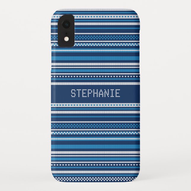 Sweater Blue White Stripe Christmas Personalised Case-Mate iPhone Case (Back)