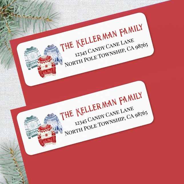 Sweater Christmas Return Address (Festive Winter Sweater Christmas Return Address label)
