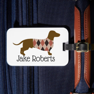 Sweater Dachshund Personalised Luggage Tag