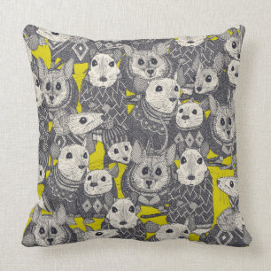 sweater mice chartreuse cushion