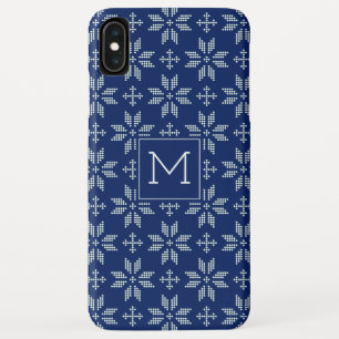 Sweater Navy White FairIsle Xmas Holiday Monogram Case-Mate iPhone Case