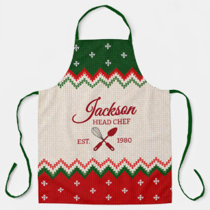 Sweater Pattern Personalized Christmas Apron