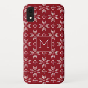 Sweater Red White FairIsle Christmas Monogram Case-Mate iPhone Case
