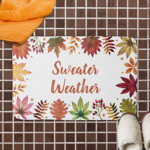 Sweater Weather Autumn Fall Leaves  Bath Mat
