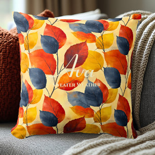 Sweater Weather Autumn Leaves Cosy Fall Decor Cushion