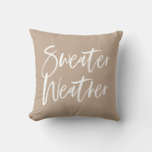 Sweater Weather   Beige Holiday Cushion
