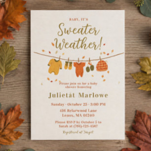 Sweater Weather Cosy Boho Autumn Baby Shower Invitation