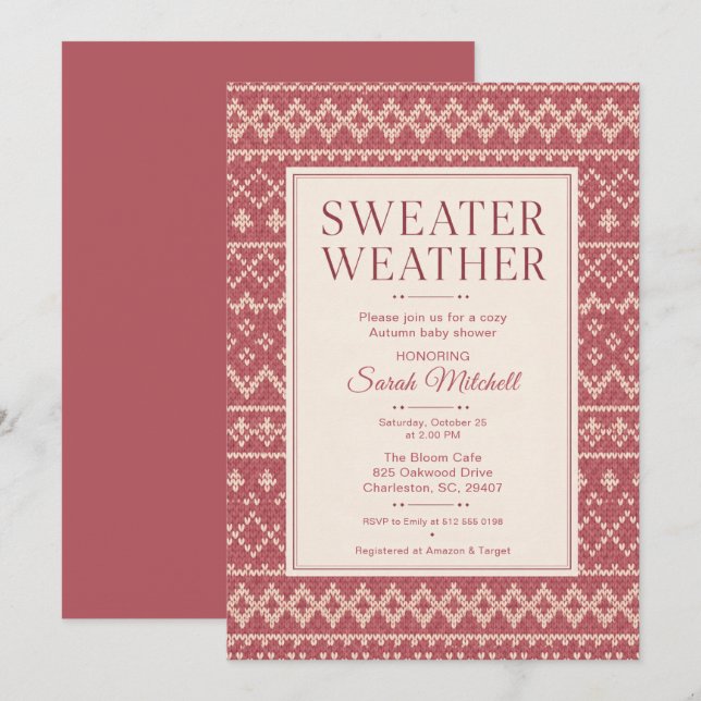 Sweater Weather Fall Baby Shower Invitation (Front/Back)