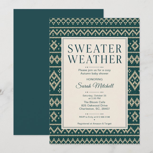 Sweater Weather Fall Baby Shower Invitation (Front/Back)