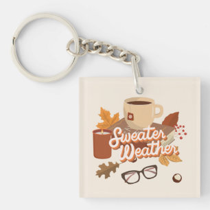 Sweater Weather Fall Design Cosy Autumn Aesthetic Key Ring