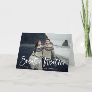 Sweater Weather in Beige Folded Holiday Card